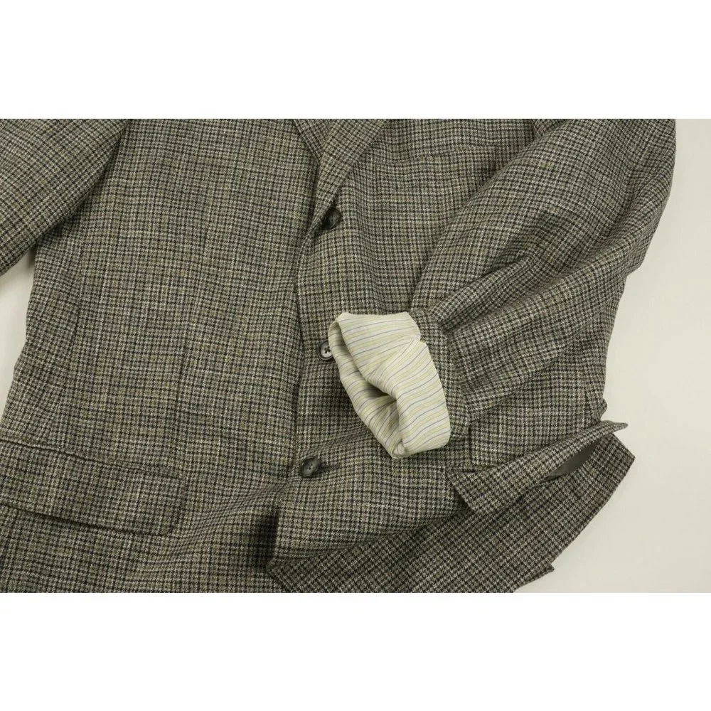 Corneliani Leader Men's 44R Gray Black‎ Tan Check Knit Wool 3 Button Sport Coat